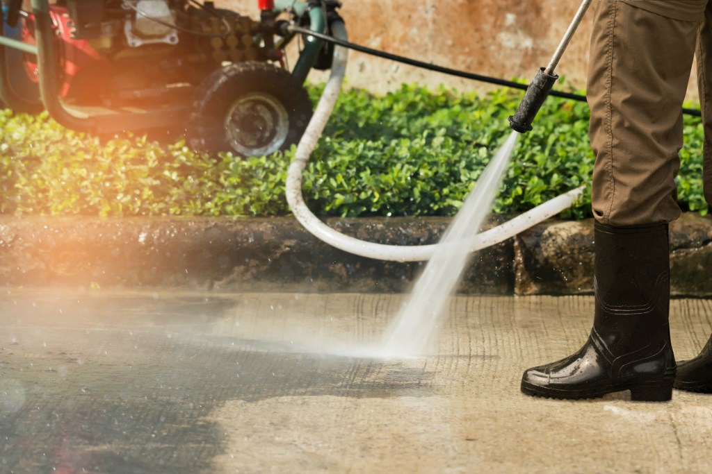 Power Washing Concrete Walkway